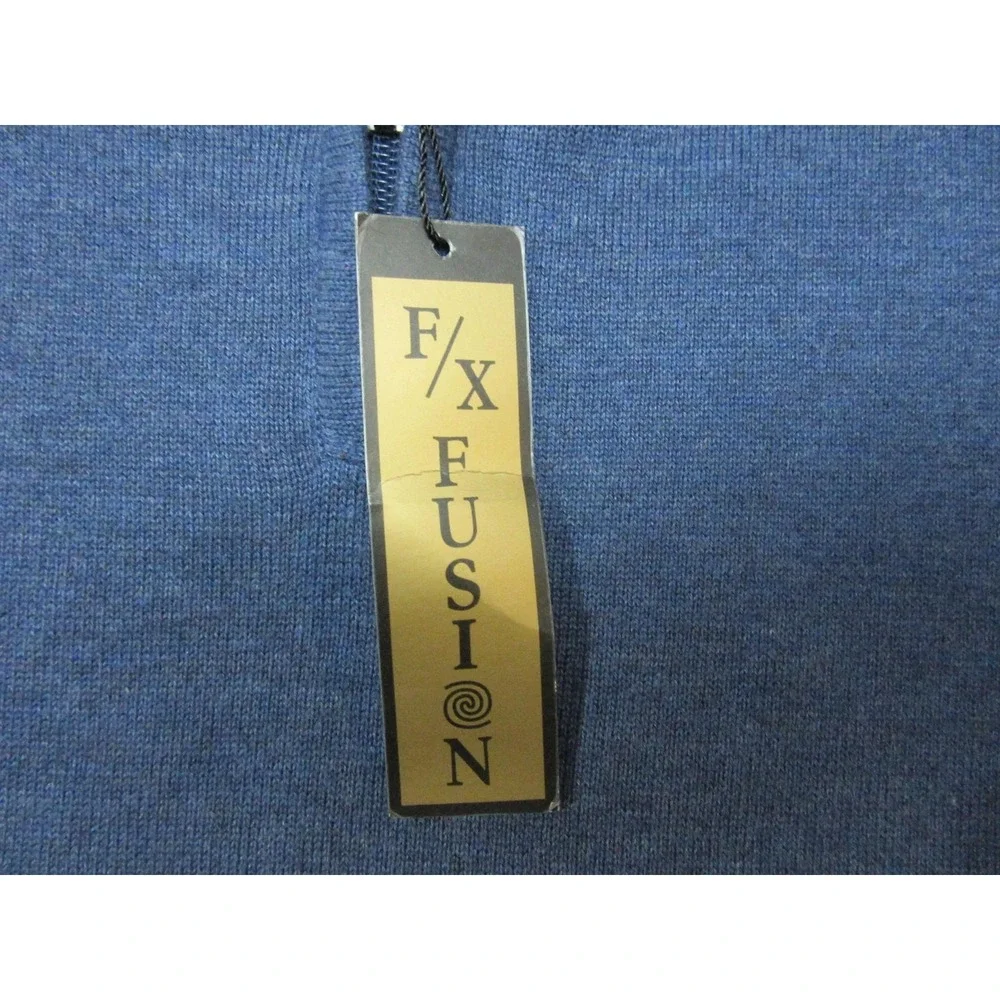 F/X Fusion Sweater Vest Mens 4XL Blue 1/4 Zip Mock Neck Knit Preppy Stretch